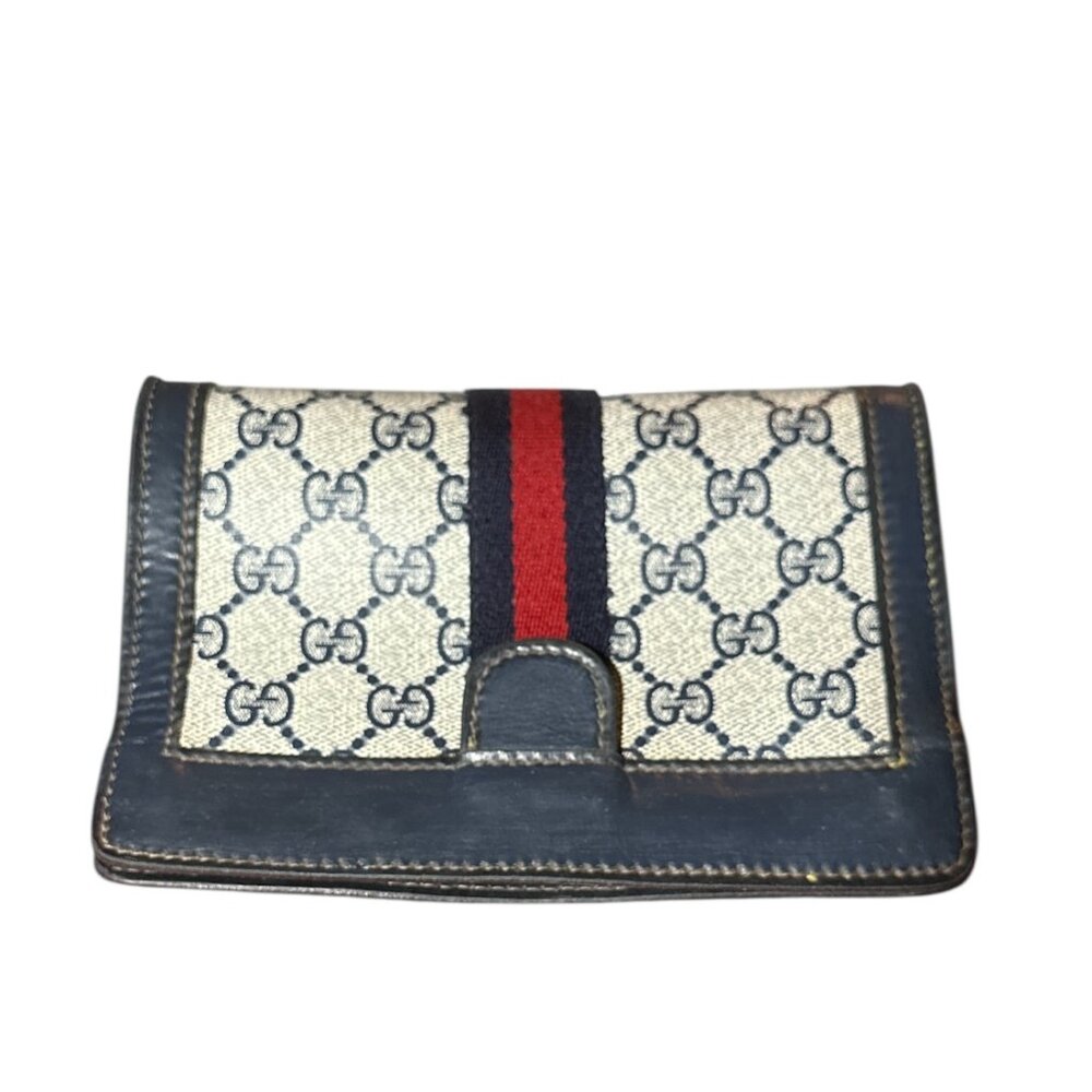 Authentic Vintage Gucci Sherry line Clutch Bag With Navy and Red Web Stripes - Picture 4 of 11